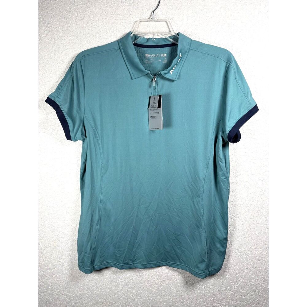 AriatTEK Womens Bandera 1/4 Zip Polo Shirt Teal Sun Protection Top NWT Size XXL - Picture 2 of 14